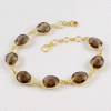 Stunning Smokey Quartz Brass Bracelet I - BZB999 18K Gold Plated Cut Oval 8x10mm Bezel Setting Brass Bracelet